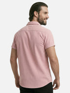 Men’s Textured Short Sleeve Button-Up Shirt – Breathable Summer Casual Shirt