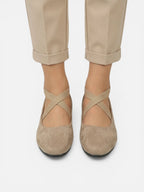 Women’s Wedge Ballerina Shoes with Cross Strap and Pointed Toe