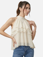 Women’s Sleeveless Ruffle Halter Top