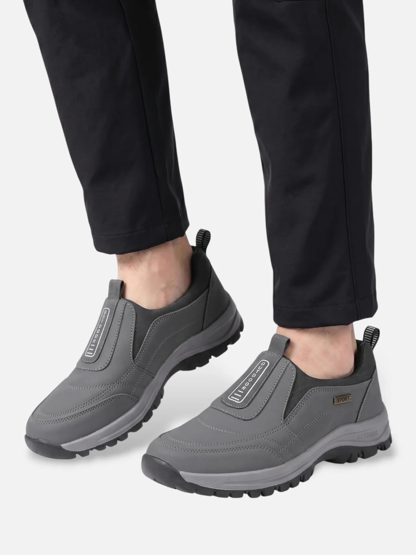 Men's Outdoor Slip-On Shoe with Lugged Sole and Reinforced Support
