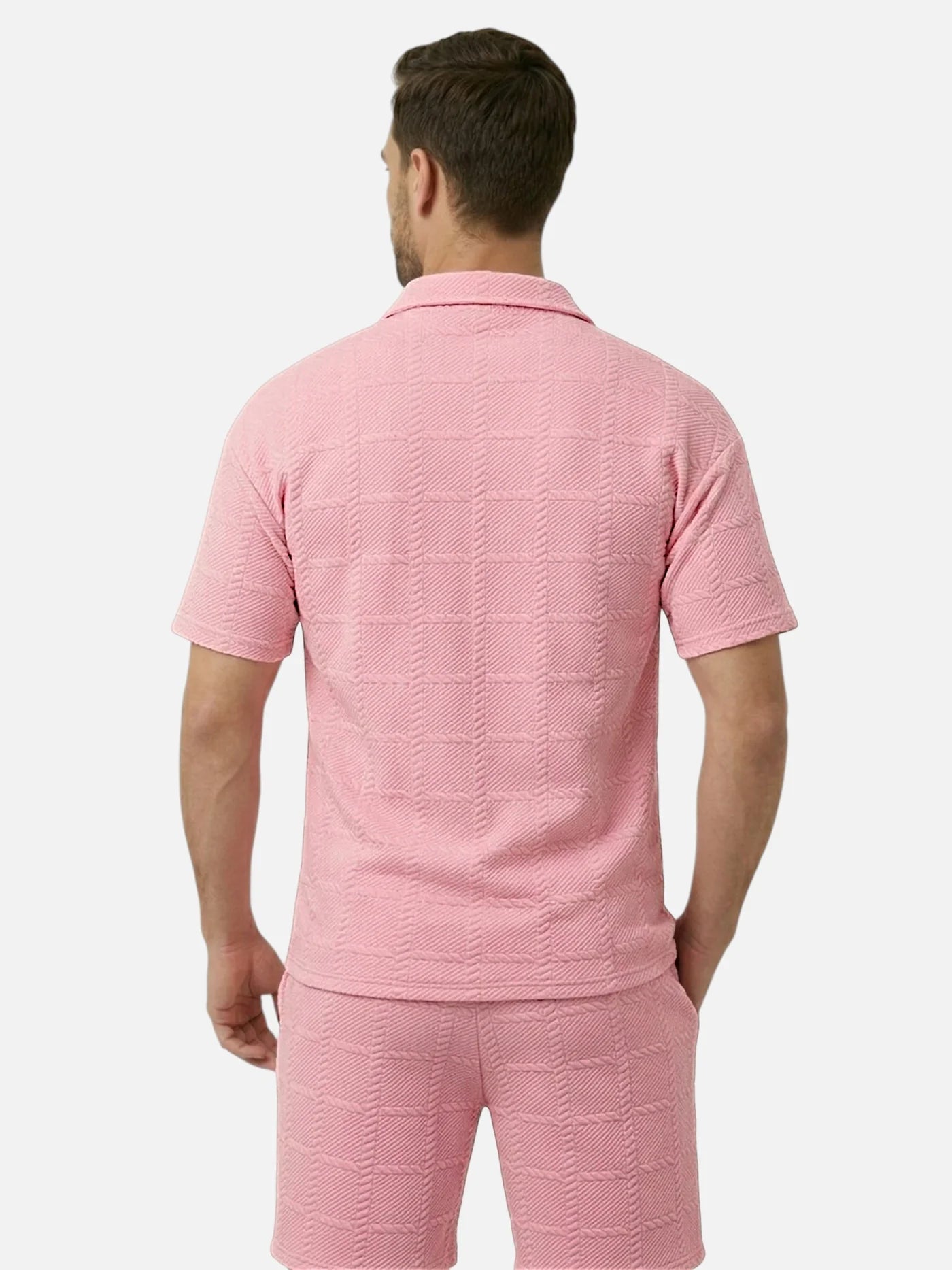 Men’s Textured Polo & Shorts Matching Set – Short Sleeve Summer 2-Piece Outfit
