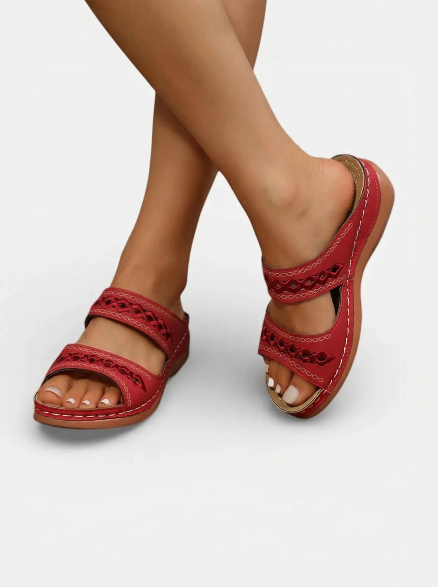 Women’s Summer Sandals with Double Straps and Cut-Out Detail