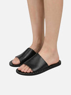 Men’s Minimalist Leather Slide Sandals Comfortable Summer Slip-On