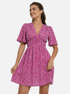 Women’s Flowy Floral Mini Dress with V Neck