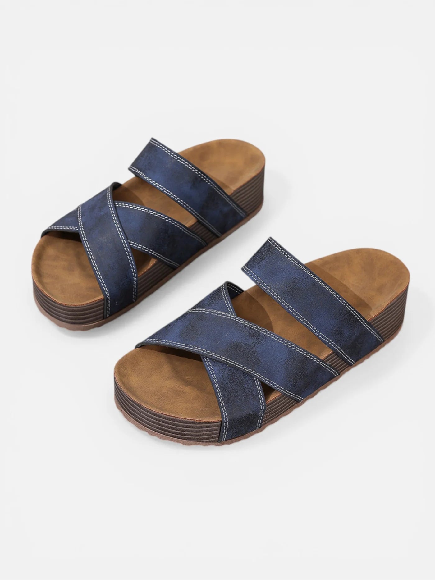 Women’s Comfortable Platform Slide Sandals with Cross Straps