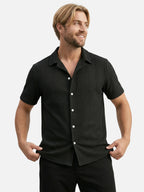 Men’s Textured Short Sleeve Shirt Button-Up Lightweight Summer Shirt