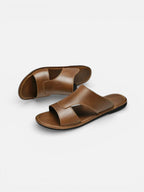 Men’s Leather Slide Sandals – Comfortable Open Toe Slip-On Sandals