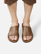 Men’s Minimalist Leather Slide Sandals Comfortable Summer Slip-On