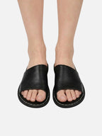 Men’s Minimalist Leather Slide Sandals Comfortable Summer Slip-On