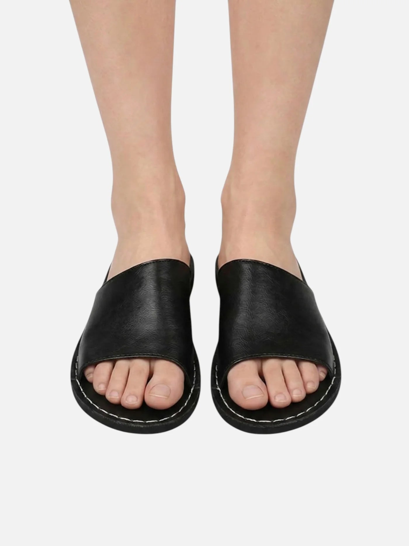 Men’s Minimalist Leather Slide Sandals Comfortable Summer Slip-On