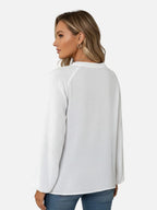 Women’s Embroidered V-Neck Long Sleeve Blouse