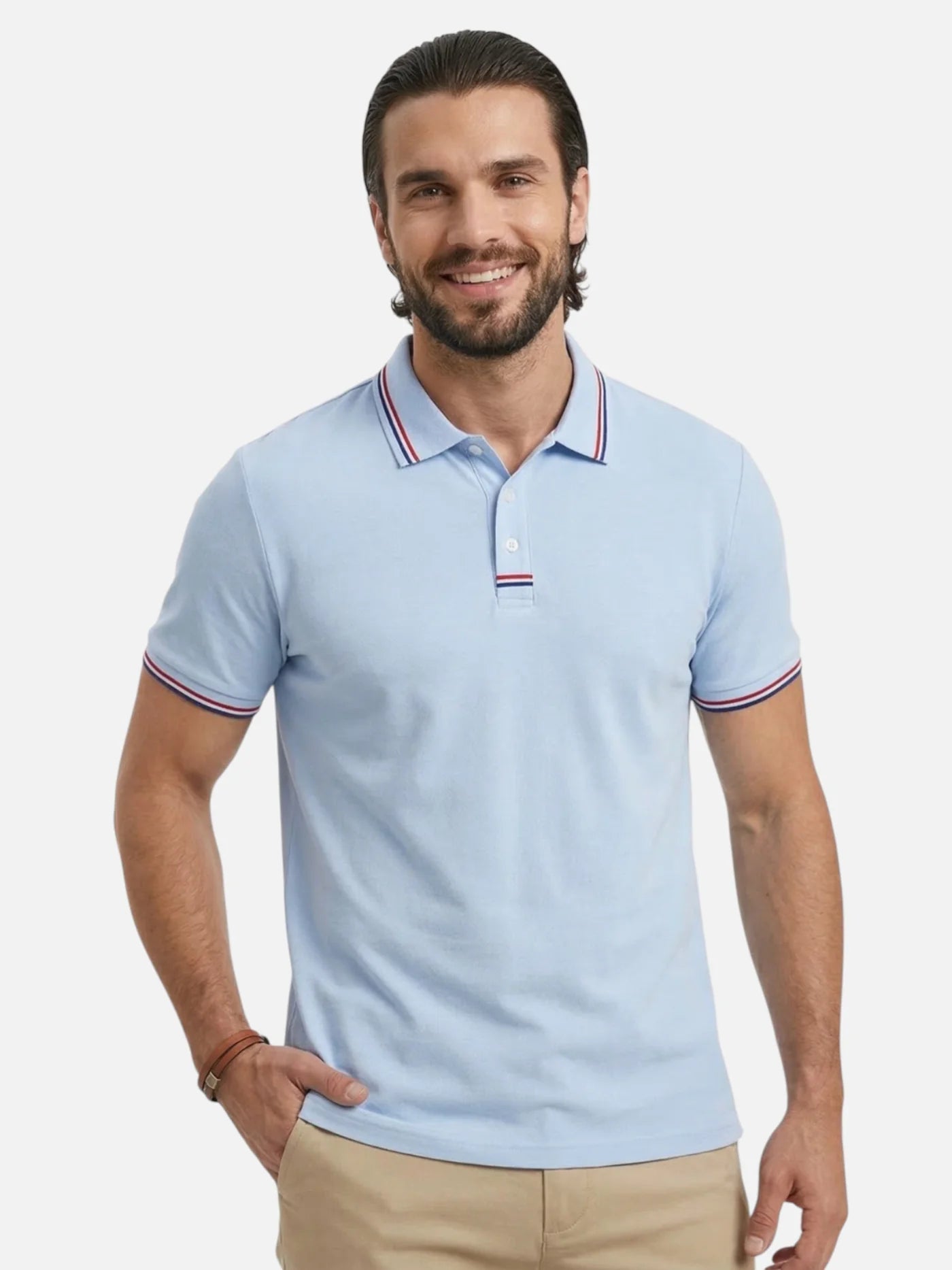 Men’s Short Sleeve Polo Shirt with Contrast Trim Classic Fit